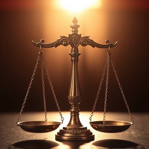 Balanza de la justicia, representando los términos y condiciones