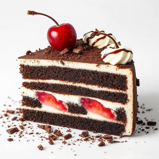 Deliciosa porción de tarta de chocolate Selva Negra